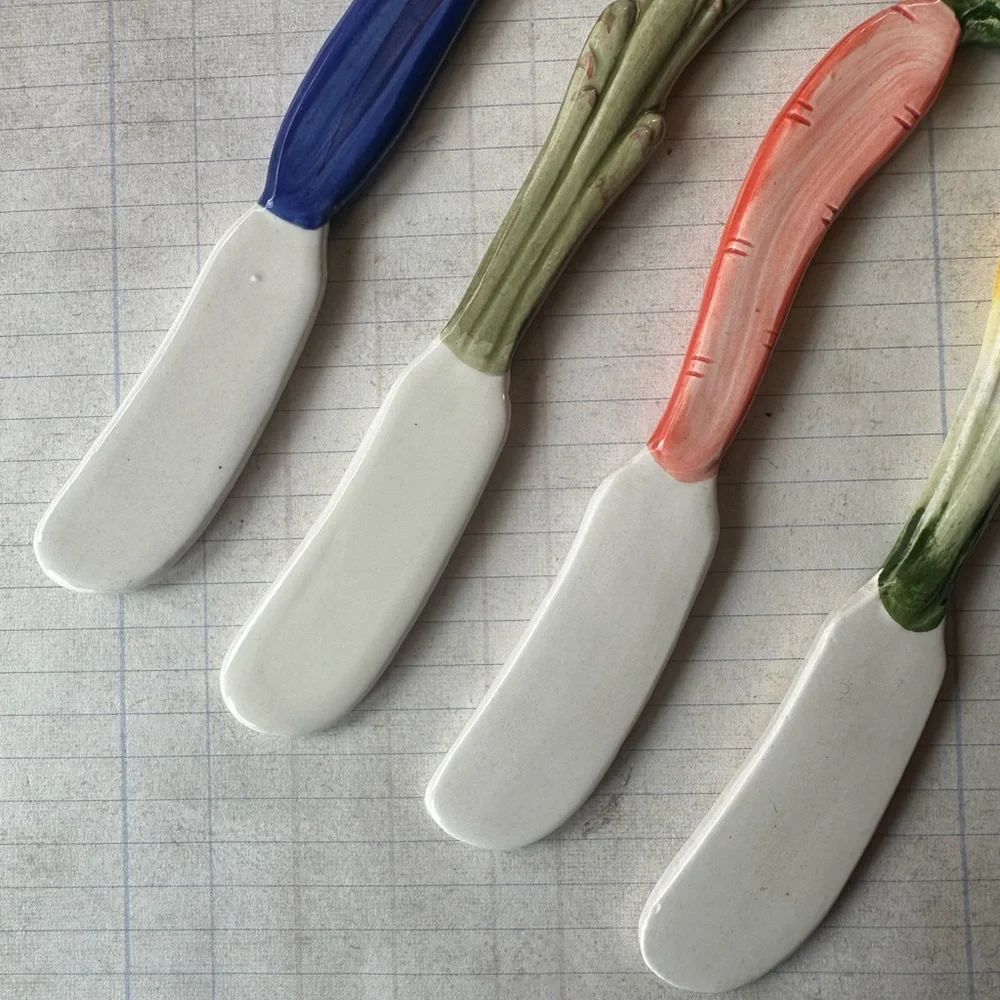 Fitz and Floyd Hand-Painted Veggie Canapé Knives